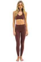Retro FULL LENGTH HI-RISE 5 STRIPE LEGGINGS - MOCHA
