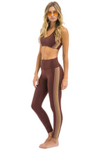 Retro FULL LENGTH HI-RISE 5 STRIPE LEGGINGS - MOCHA