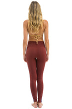 Retro FULL LENGTH HI-RISE 5 STRIPE LEGGINGS - BRICK