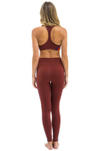 Retro FULL LENGTH HI-RISE 5 STRIPE LEGGINGS - BRICK
