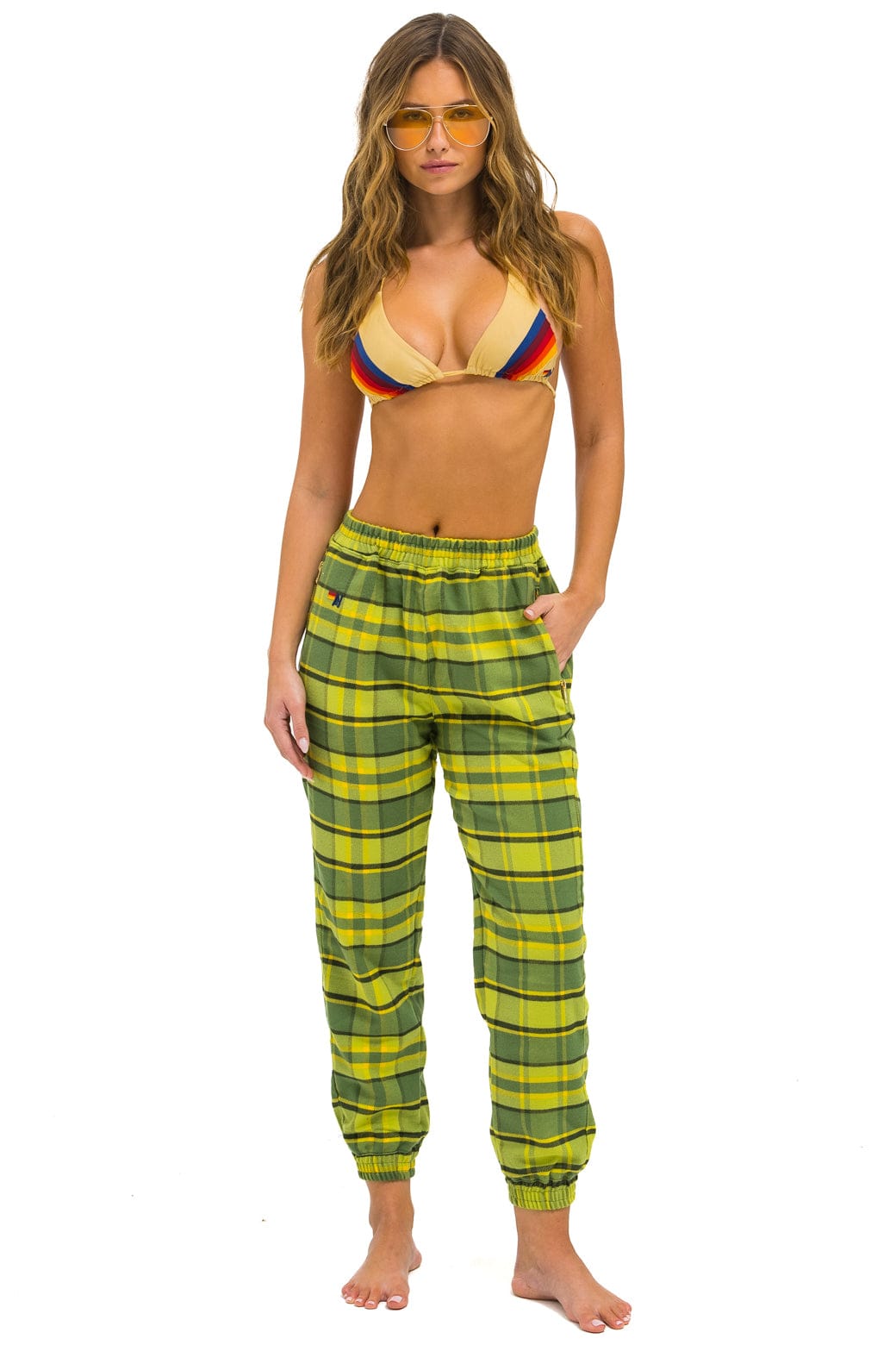 Retro PLAID LODGE PANT - AVOCADO PLAID