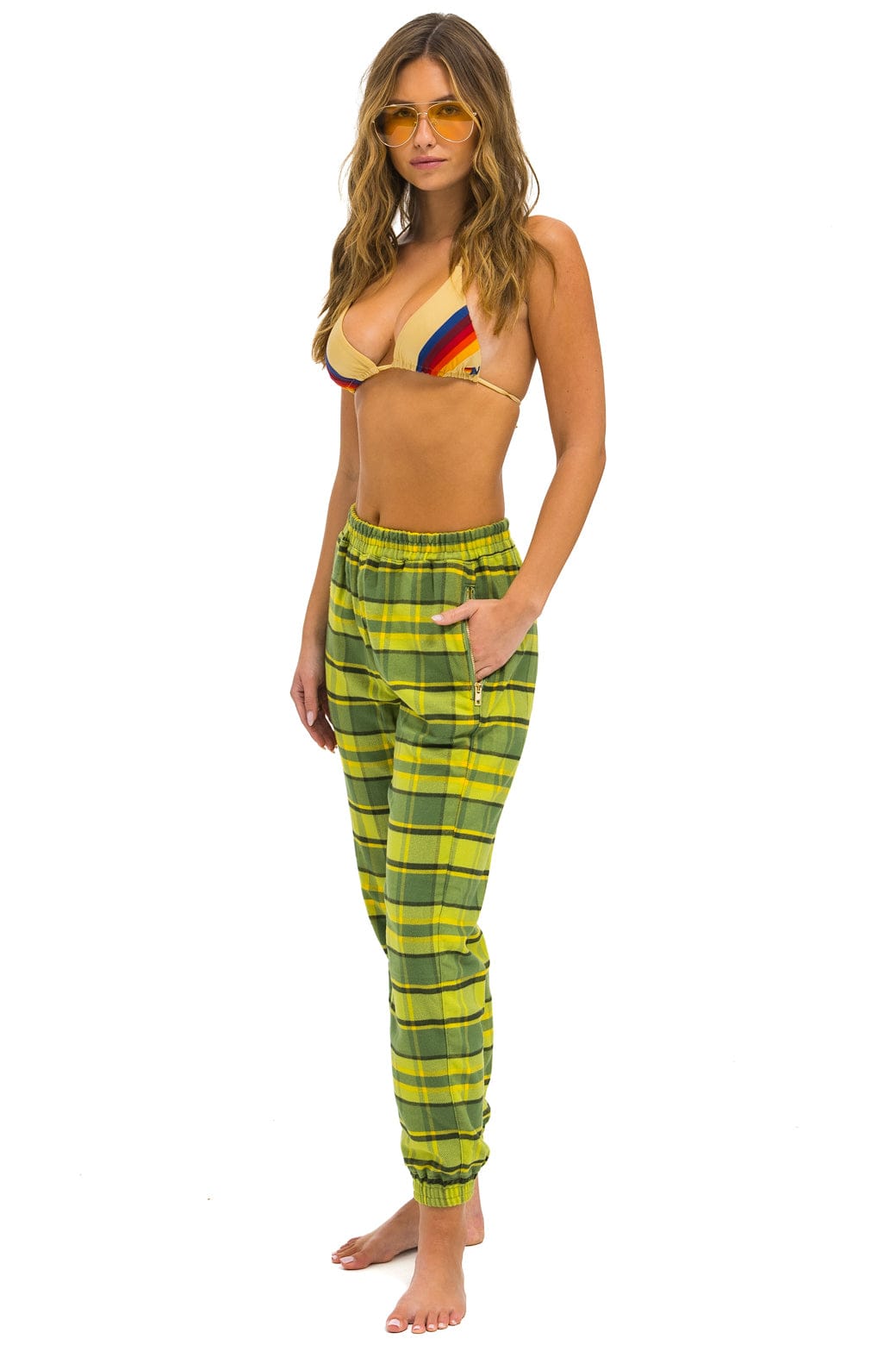 Retro PLAID LODGE PANT - AVOCADO PLAID
