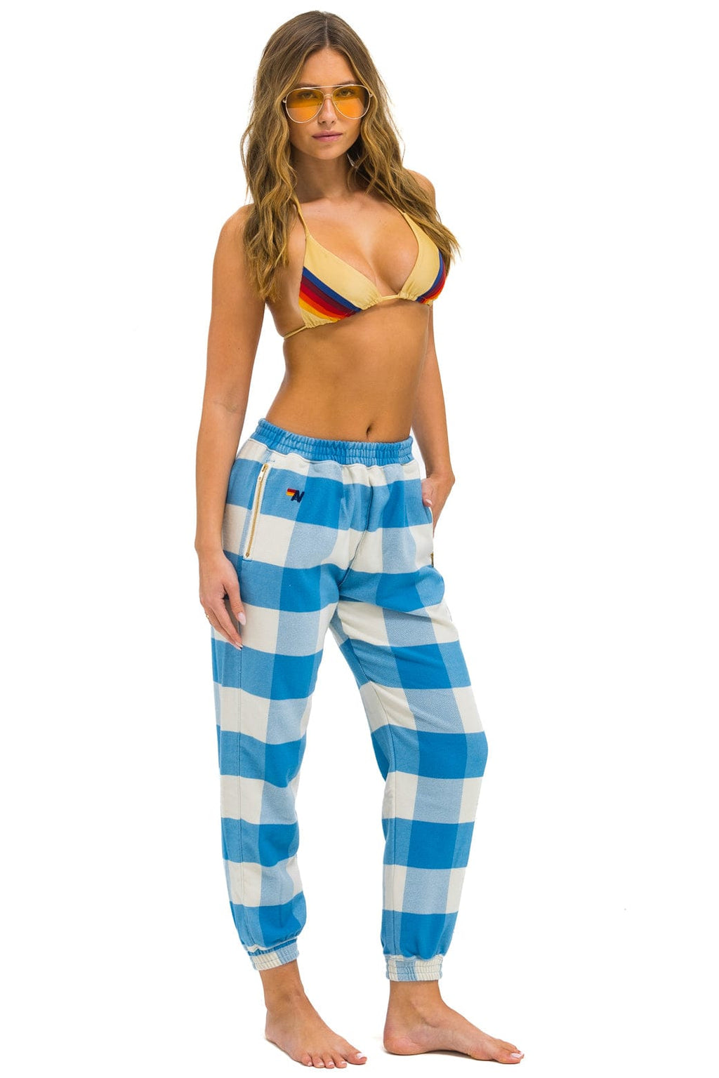 Retro PLAID LODGE PANT - SKY PLAID