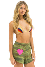 Retro HEART CLUB SHORTS - CAMO NEON PINK