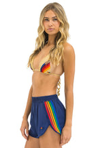 Retro WOMENS 5 STRIPE FLEX BOARD SHORTS - NAVY RAINBOW