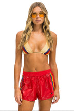 Retro 5 STRIPE NYLON JOGGER SHORT - CHERRY