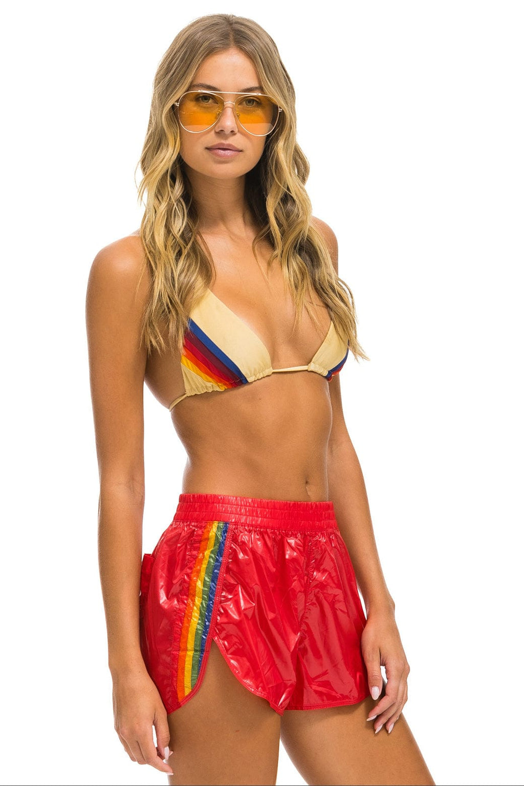 Retro 5 STRIPE NYLON JOGGER SHORT - CHERRY