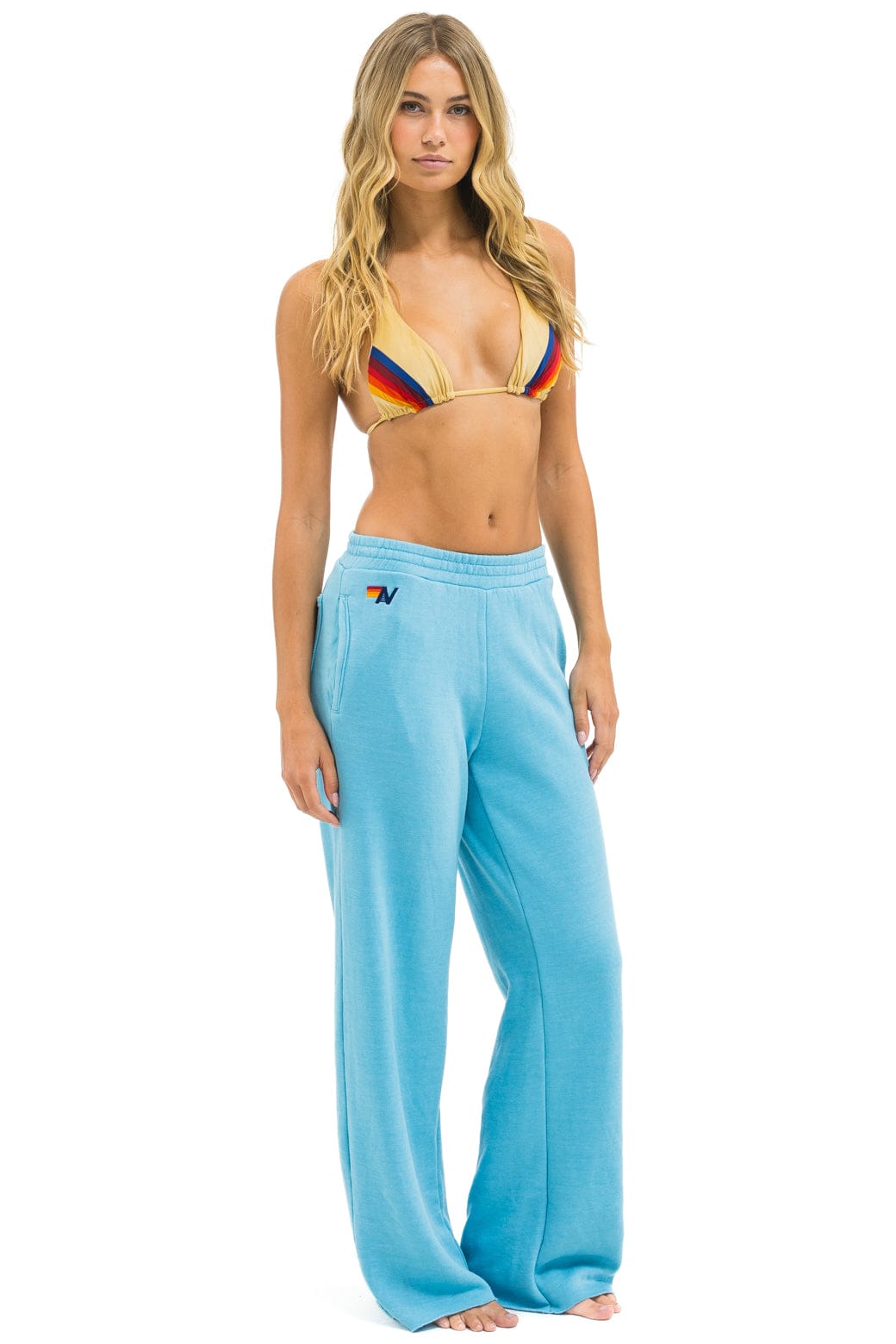 Retro WIDE LEG POCKET SWEATPANTS - AQUA