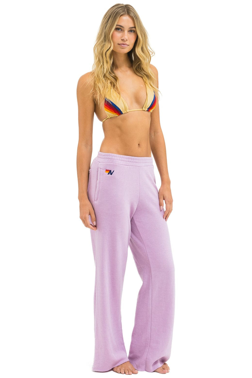 Retro WIDE LEG POCKET SWEATPANTS - MAUVE