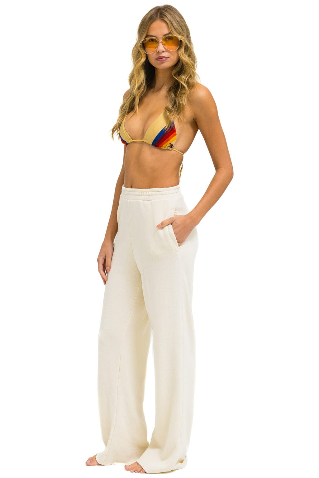 Retro WIDE LEG POCKET SWEATPANTS - VINTAGE WHITE
