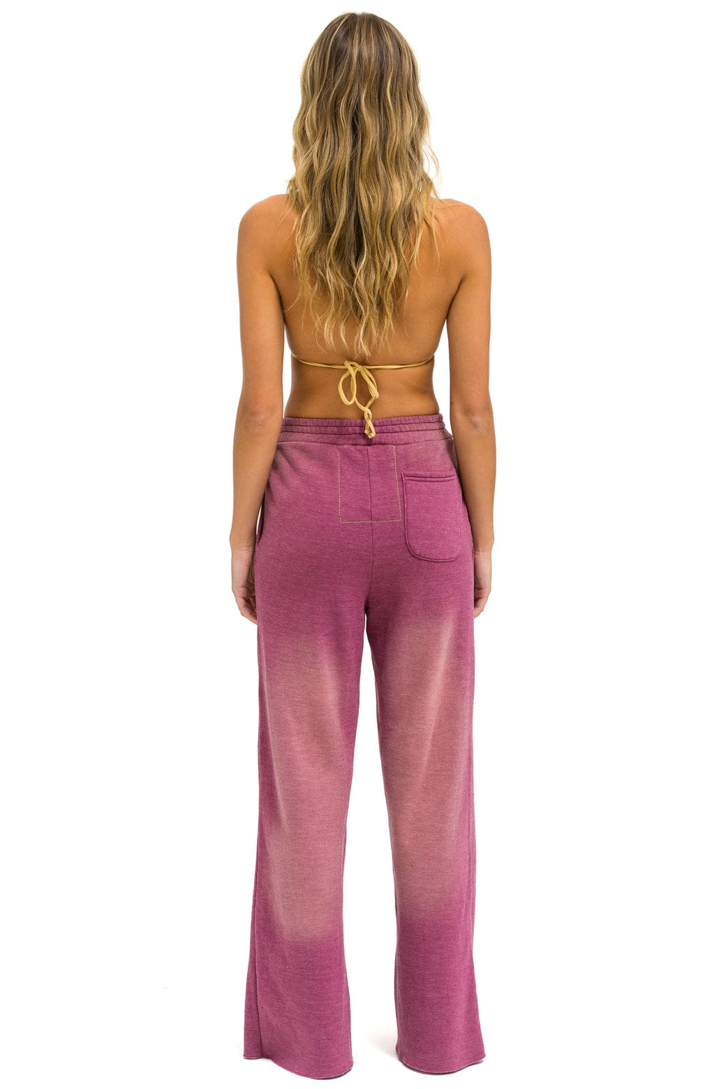 Retro BOLT STITCH WIDE LEG POCKET SWEATPANTS - FADED BERRY