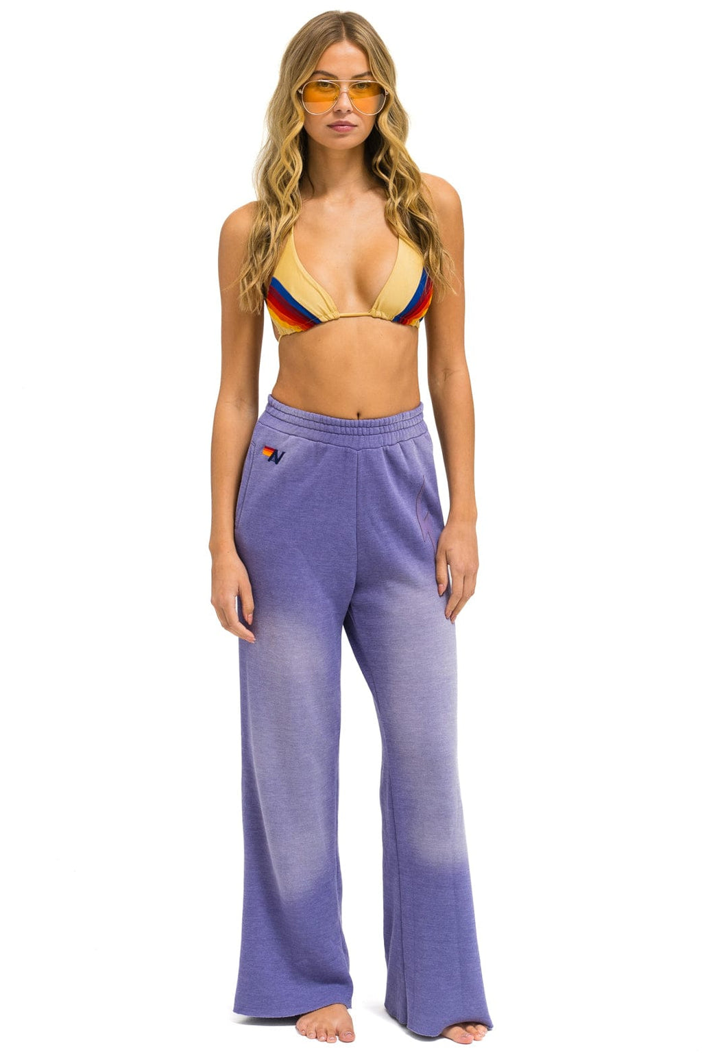 Retro BOLT STITCH WIDE LEG POCKET SWEATPANTS - FADED GRAPE