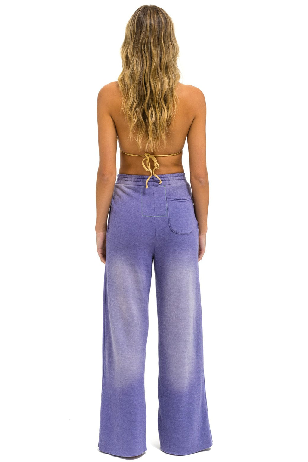 Retro BOLT STITCH WIDE LEG POCKET SWEATPANTS - FADED GRAPE