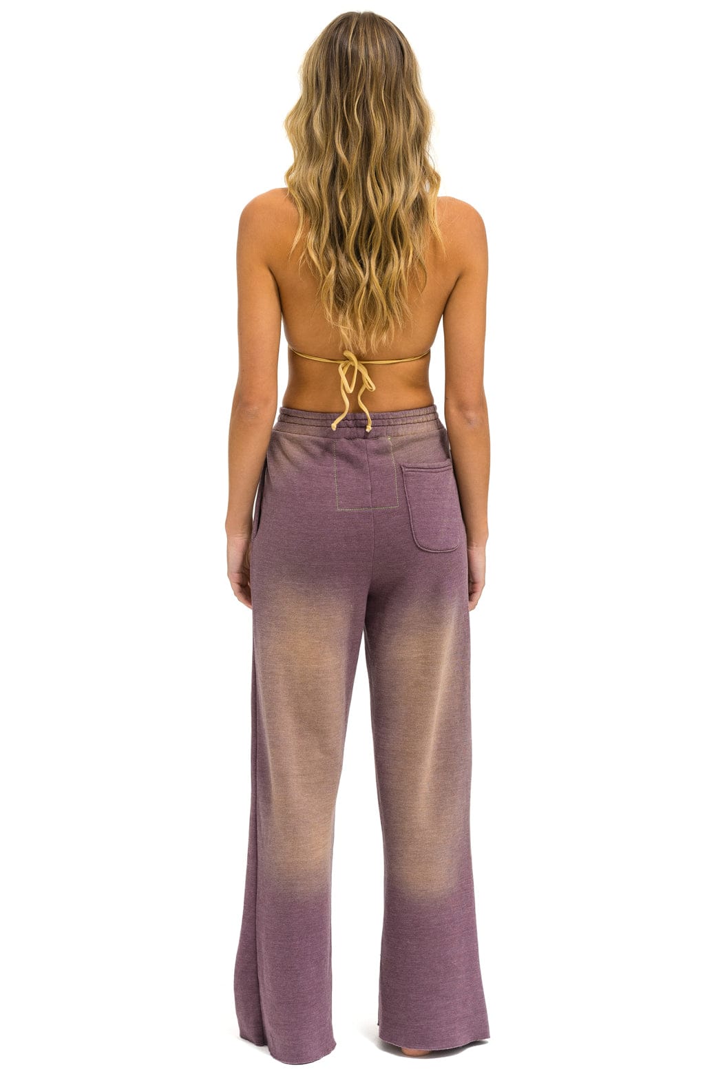 Retro BOLT STITCH WIDE LEG POCKET SWEATPANTS - FADED MOCHA