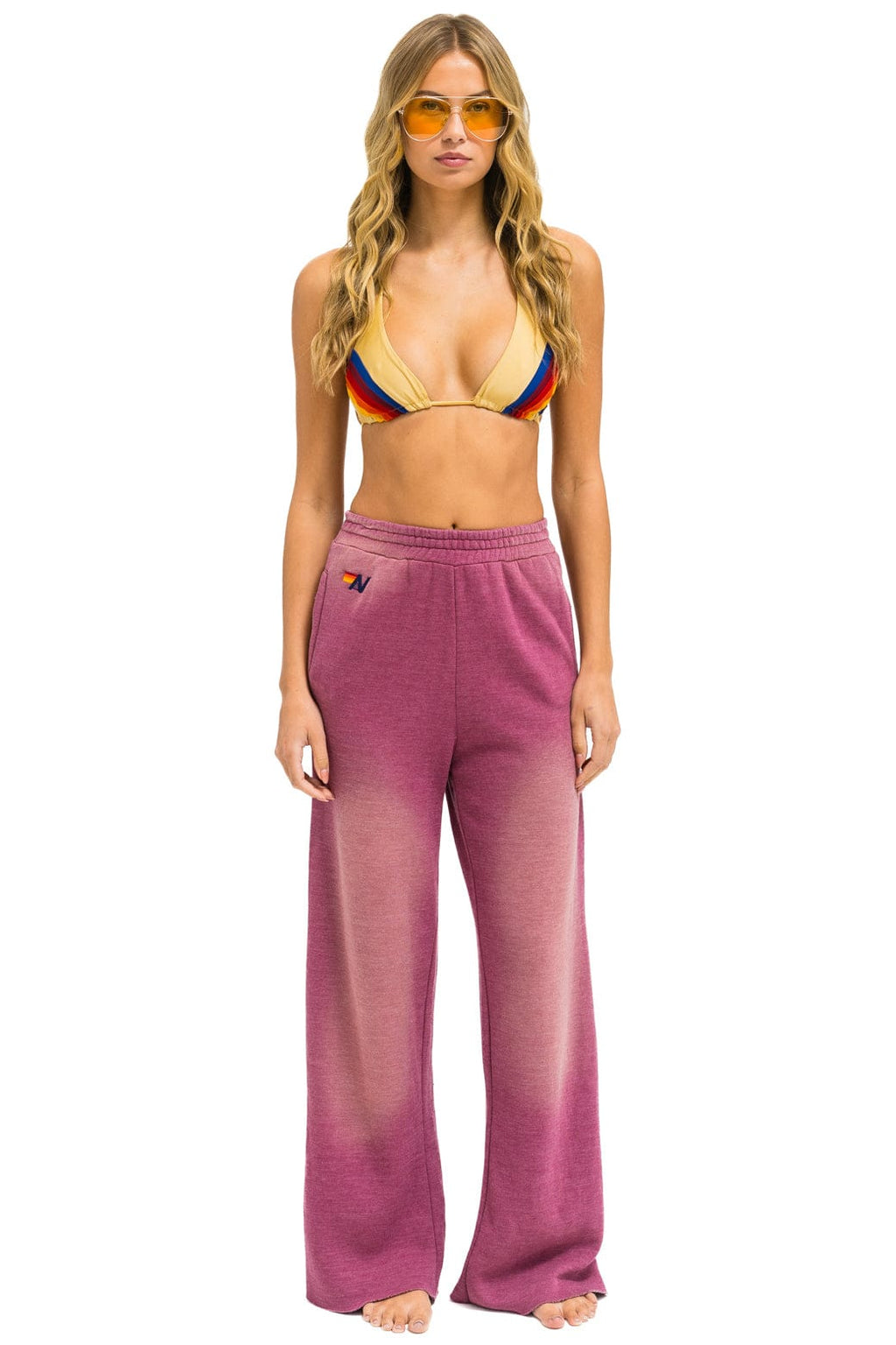 Retro ESSENTIAL WIDE LEG POCKET SWEATPANTS - FADED BERRY
