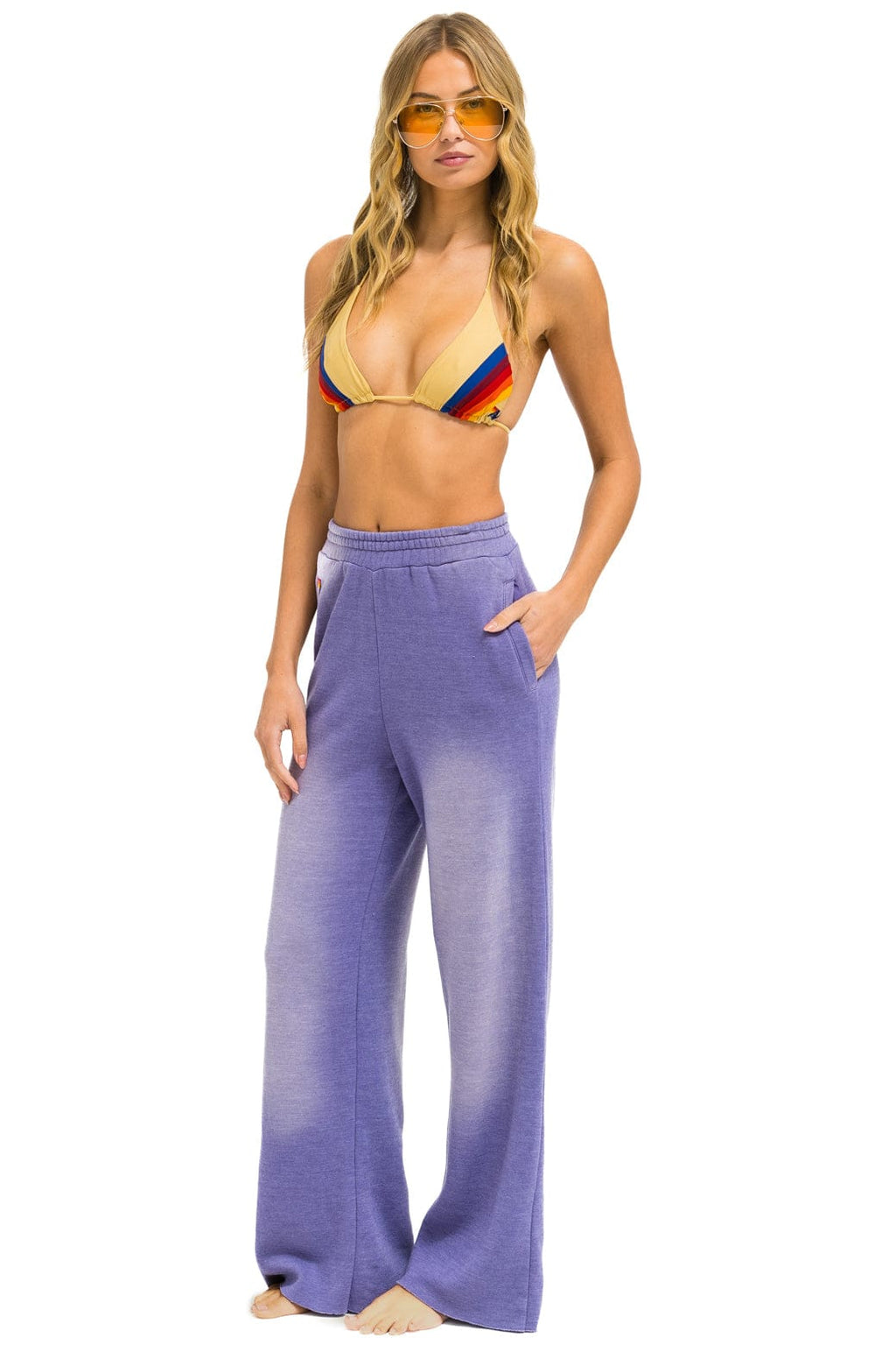Retro ESSENTIAL WIDE LEG POCKET SWEATPANTS - FADED GRAPE