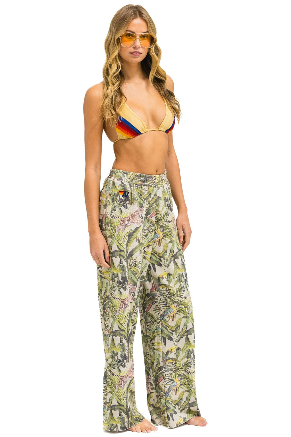 Retro JUNGLE WIDE LEG POCKET SWEATPANTS - SAND