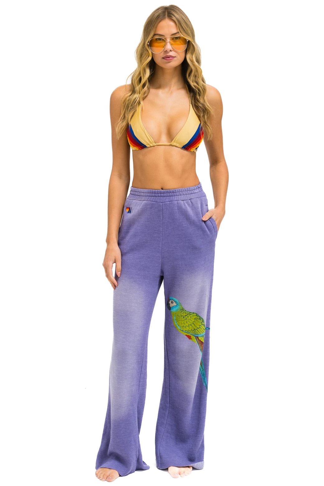 Retro PARROT WIDE LEG POCKET SWEATPANTS - FADED GRAPE