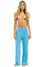 Retro 5 STRIPE WIDE LEG POCKET SWEATPANTS - AQUA WHITE NEON