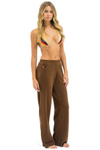 Retro 5 STRIPE WIDE LEG POCKET SWEATPANTS - CHOCOLATE ESPRESSO
