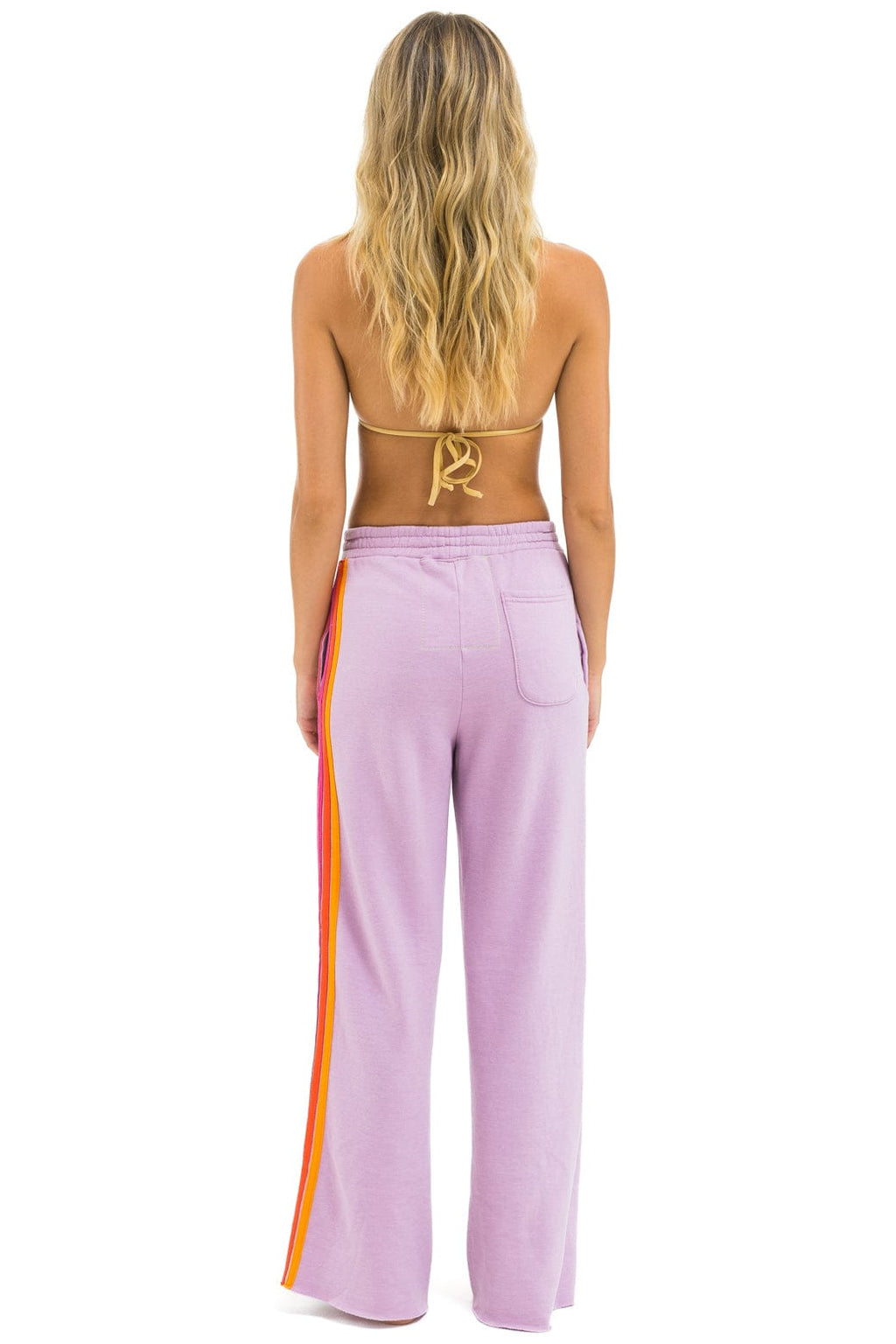 Retro 5 STRIPE WIDE LEG POCKET SWEATPANTS - MAUVE MAGENTA ORANGE