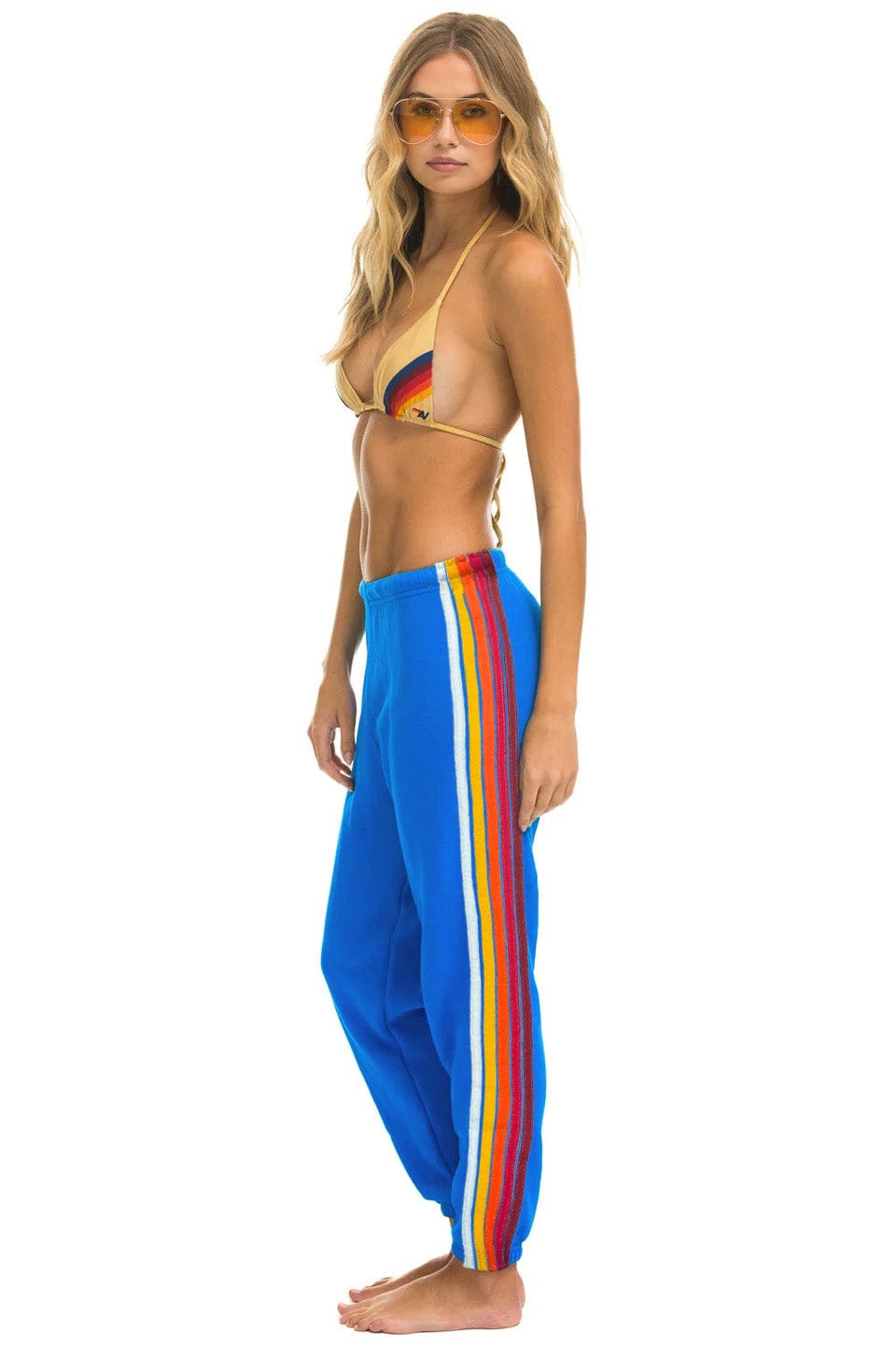 Retro 5 STRIPE SWEATPANTS - ADVENTURE BLUE RAINBOW WHITE