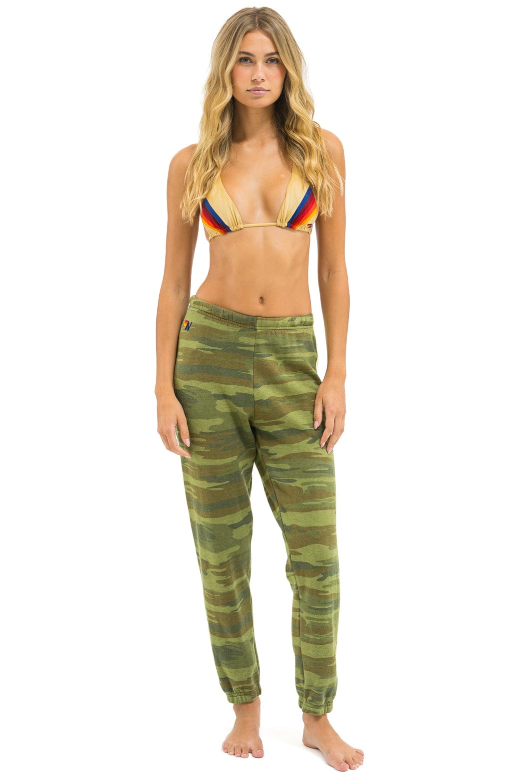 Retro 5 STRIPE SWEATPANTS - CAMO LIME AQUA