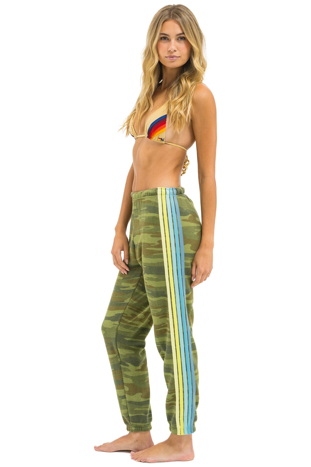 Retro 5 STRIPE SWEATPANTS - CAMO LIME AQUA