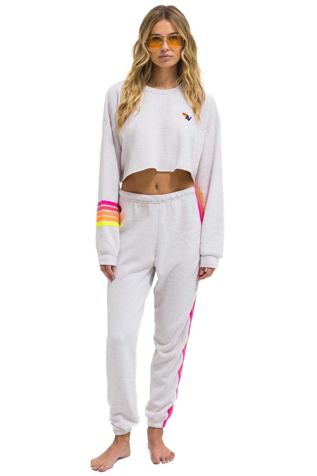 Retro 5 STRIPE SWEATPANTS - DOVE NEON