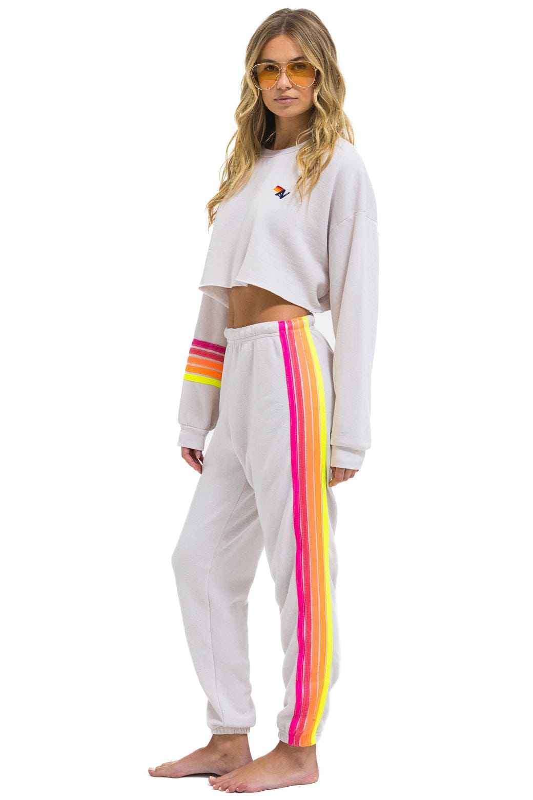 Retro 5 STRIPE SWEATPANTS - DOVE NEON
