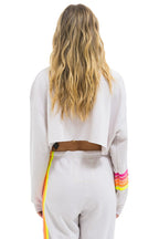 Retro RUGBY STITCH CROPPED CREW SWEATSHIRT RELAXED - DOVE GREY NEON