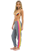 Retro 5 STRIPE SWEATPANTS - HEATHER GREY NEON
