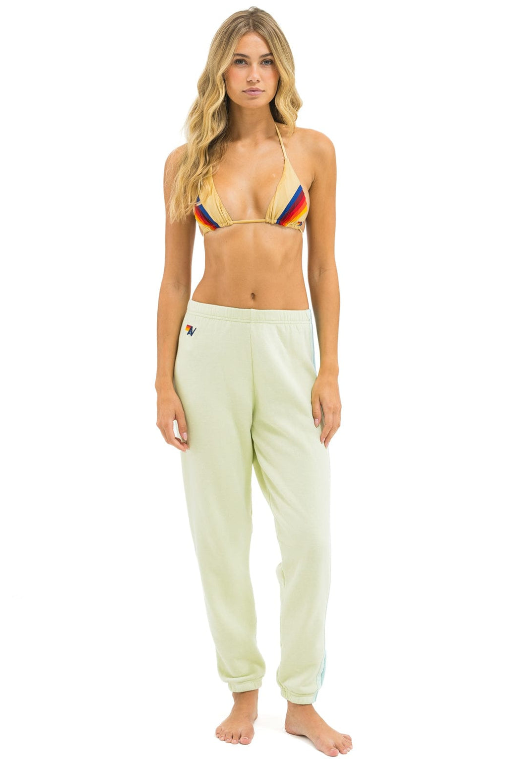 Retro 5 STRIPE SWEATPANTS - LIME CREAM SEAFOAM