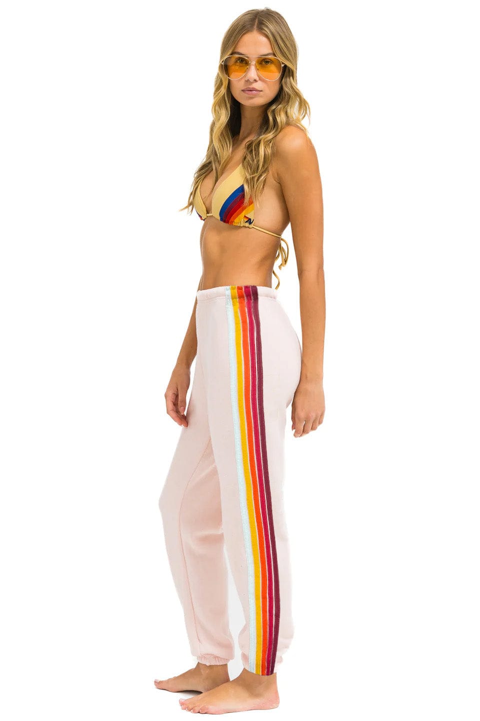 Retro 5 STRIPE SWEATPANTS - LIGHT PINK RAINBOW WHITE