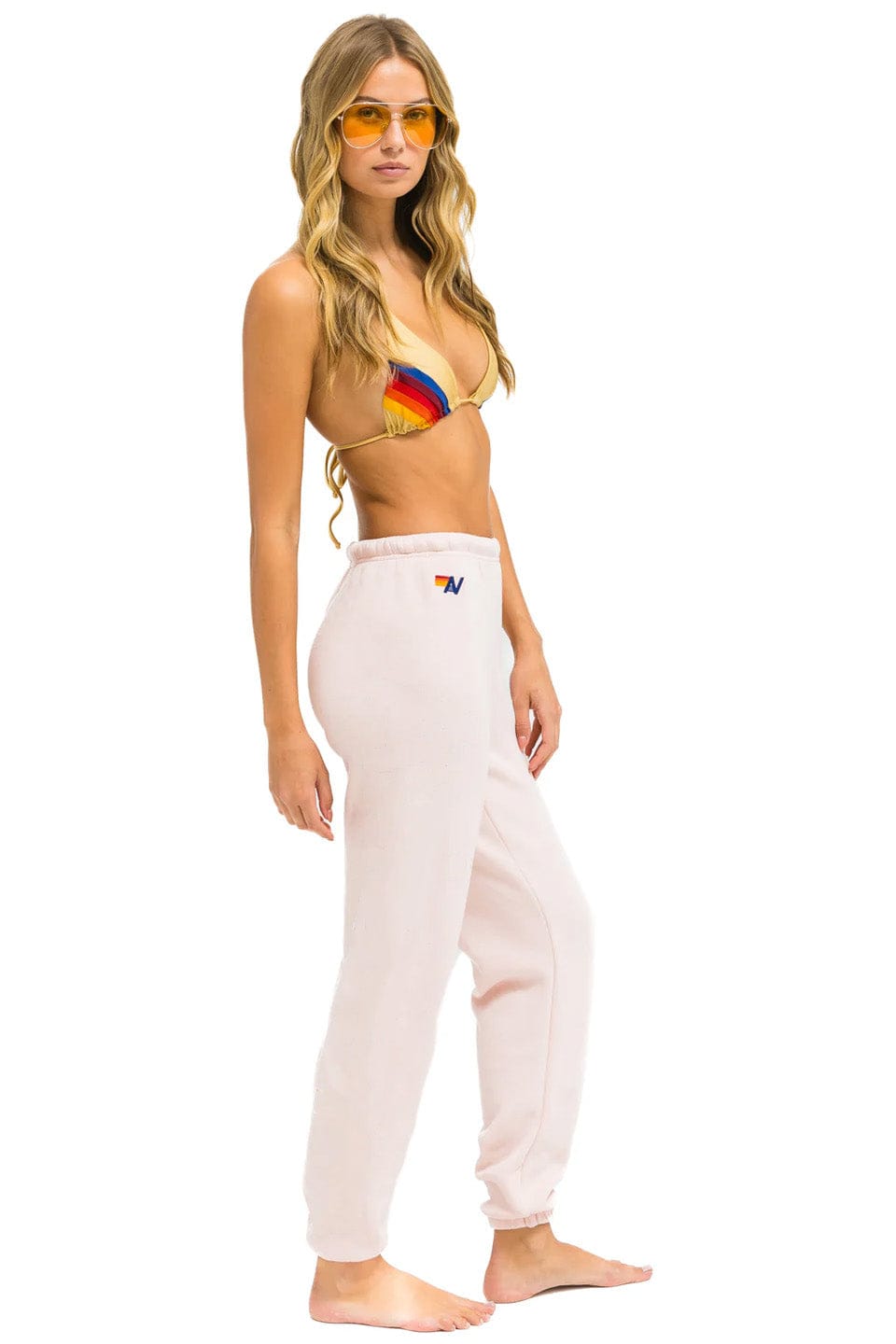 Retro 5 STRIPE SWEATPANTS - LIGHT PINK RAINBOW WHITE