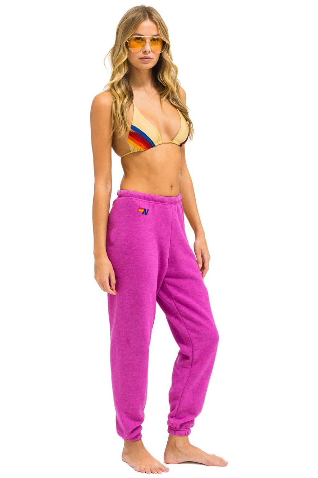 Retro 5 STRIPE SWEATPANTS - MAGENTA ORANGE YELLOW