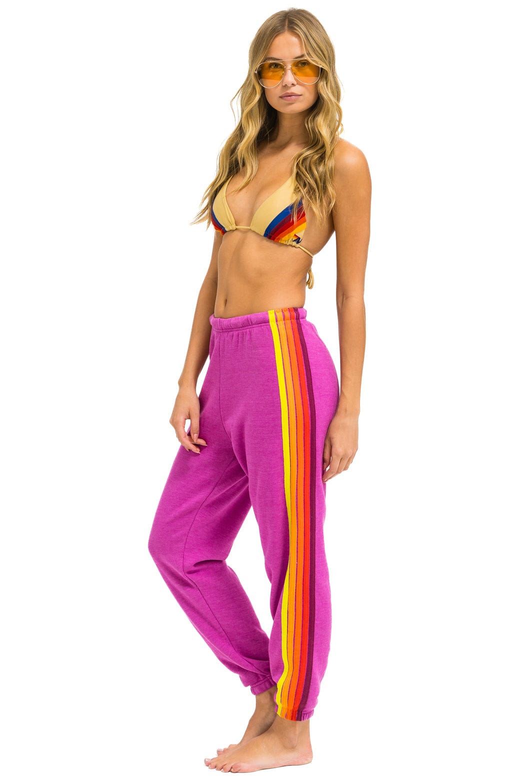 Retro 5 STRIPE SWEATPANTS - MAGENTA ORANGE YELLOW