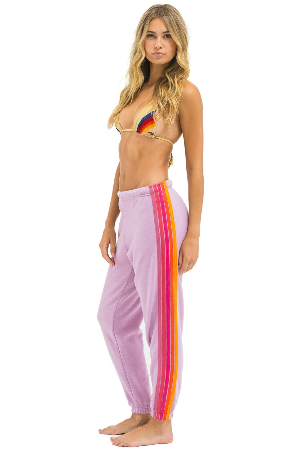 Retro 5 STRIPE SWEATPANTS - MAUVE MAGENTA ORANGE