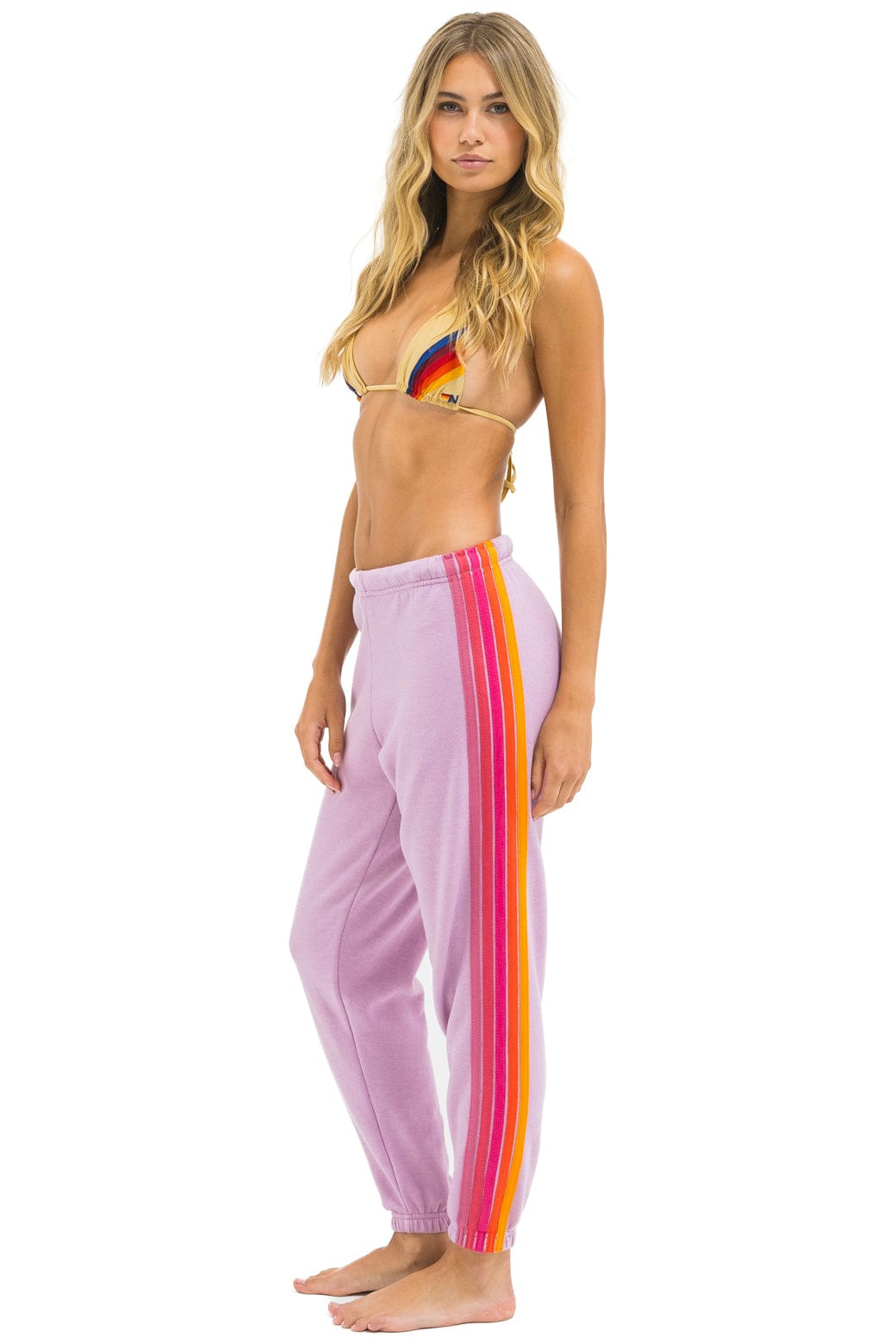 Retro 5 STRIPE SWEATPANTS - MAUVE MAGENTA ORANGE