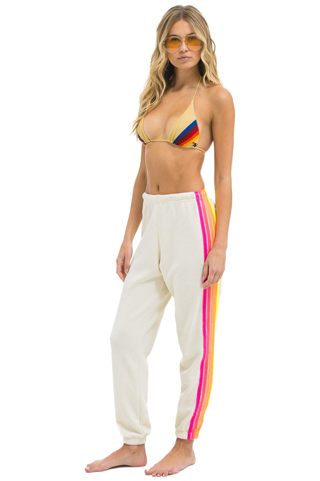 Retro 5 STRIPE SWEATPANTS - VINTAGE WHITE NEON