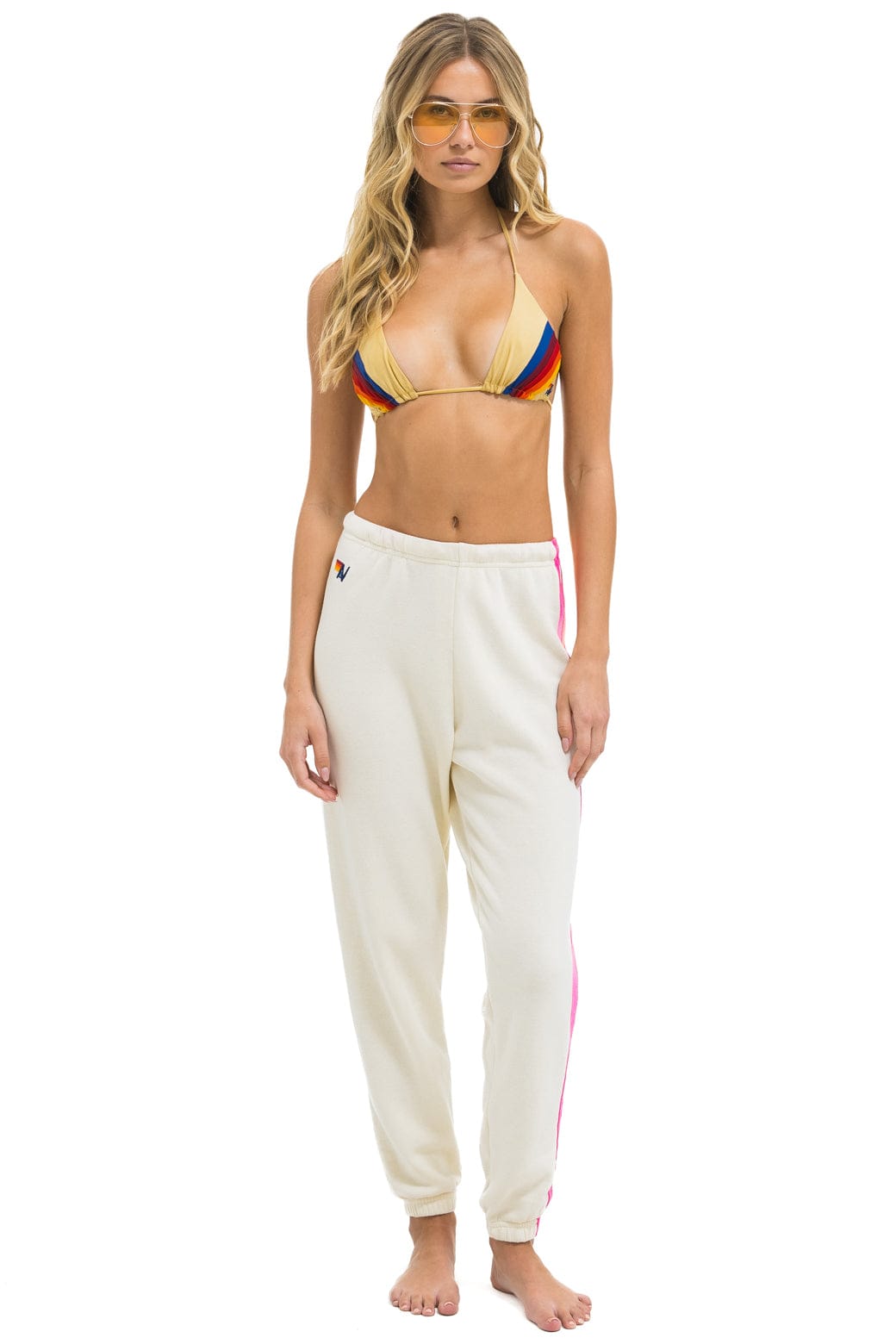Retro 5 STRIPE SWEATPANTS - VINTAGE WHITE NEON