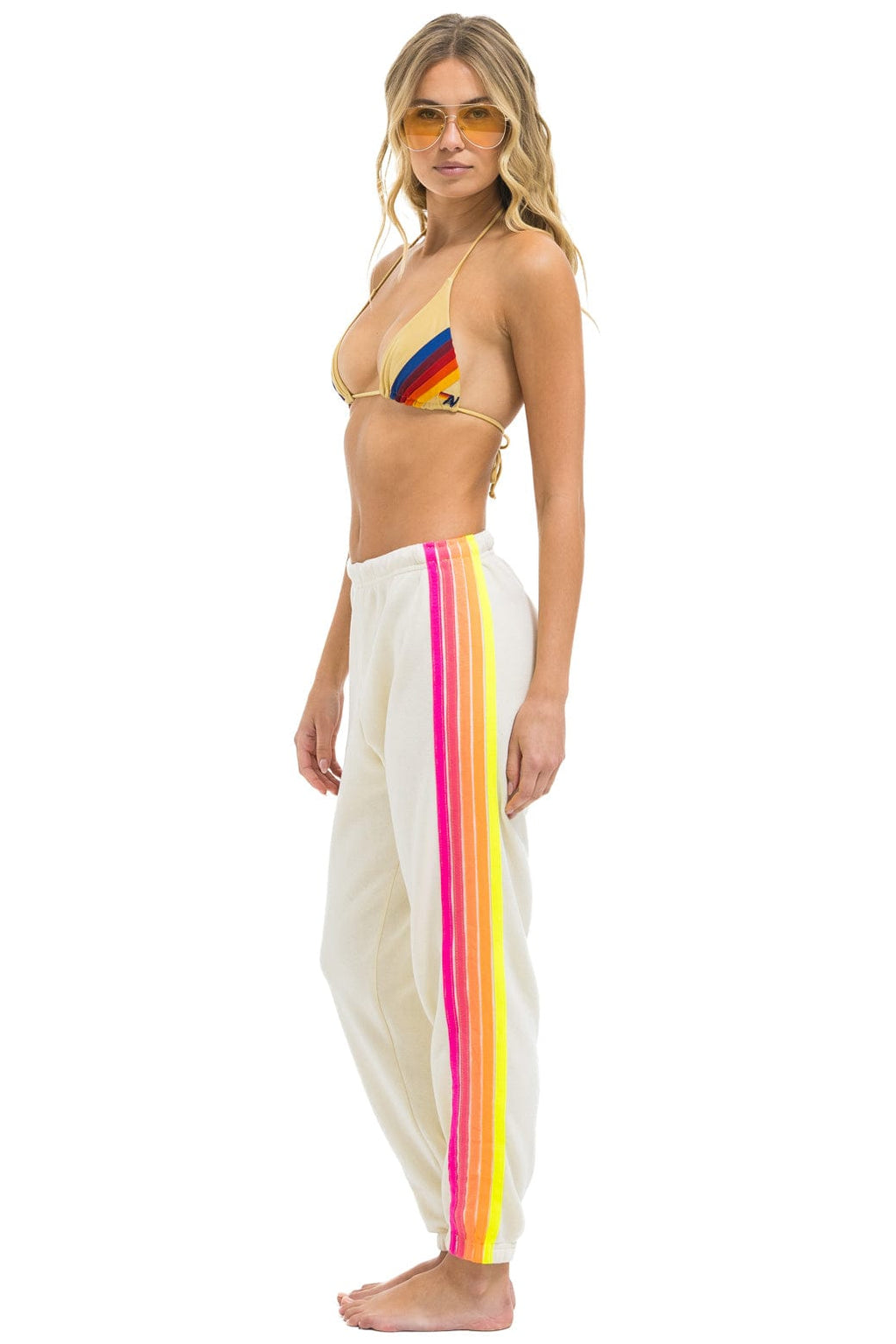 Retro 5 STRIPE SWEATPANTS - VINTAGE WHITE NEON