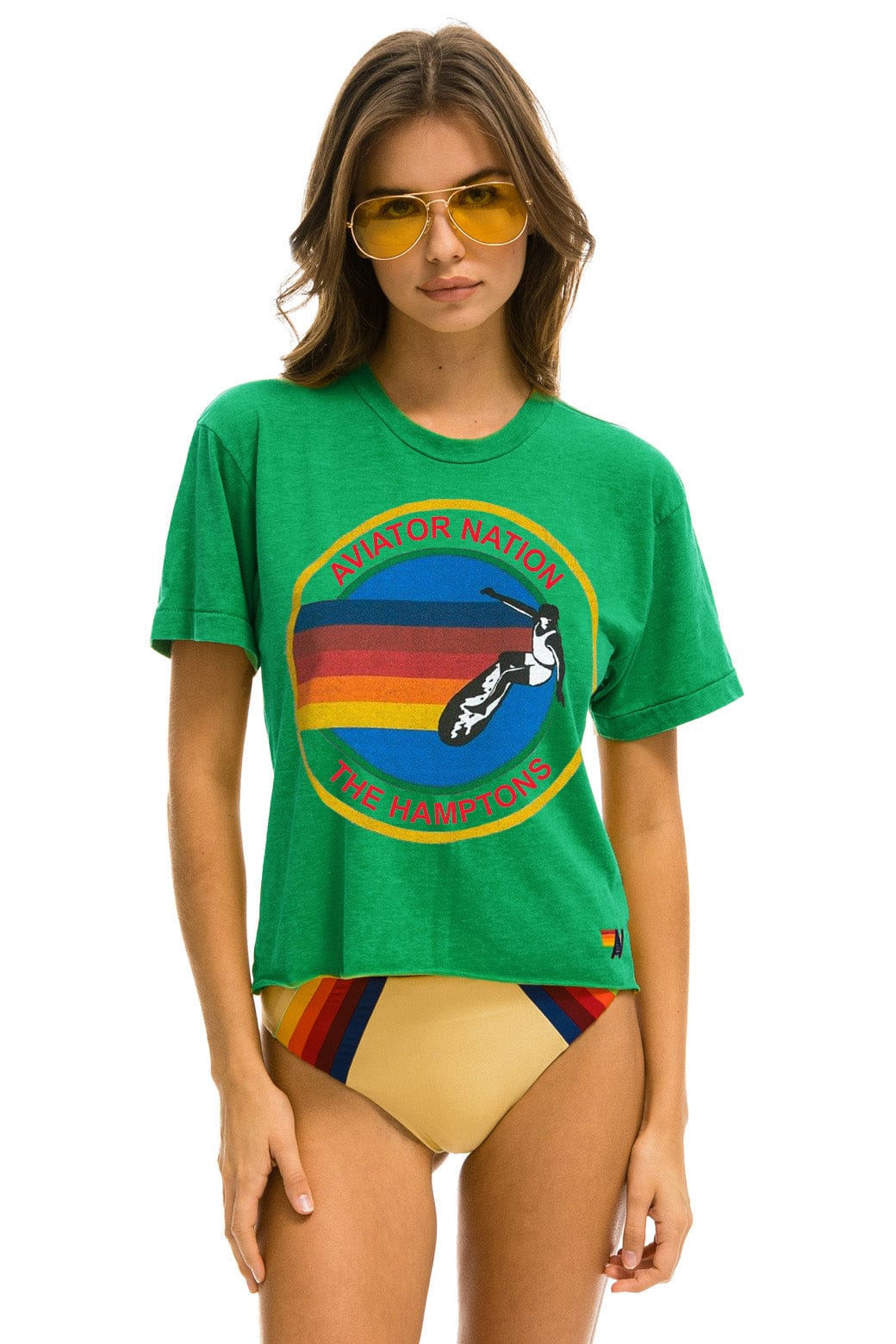 Retro AVIATOR NATION HAMPTONS BOYFRIEND TEE - KELLY GREEN