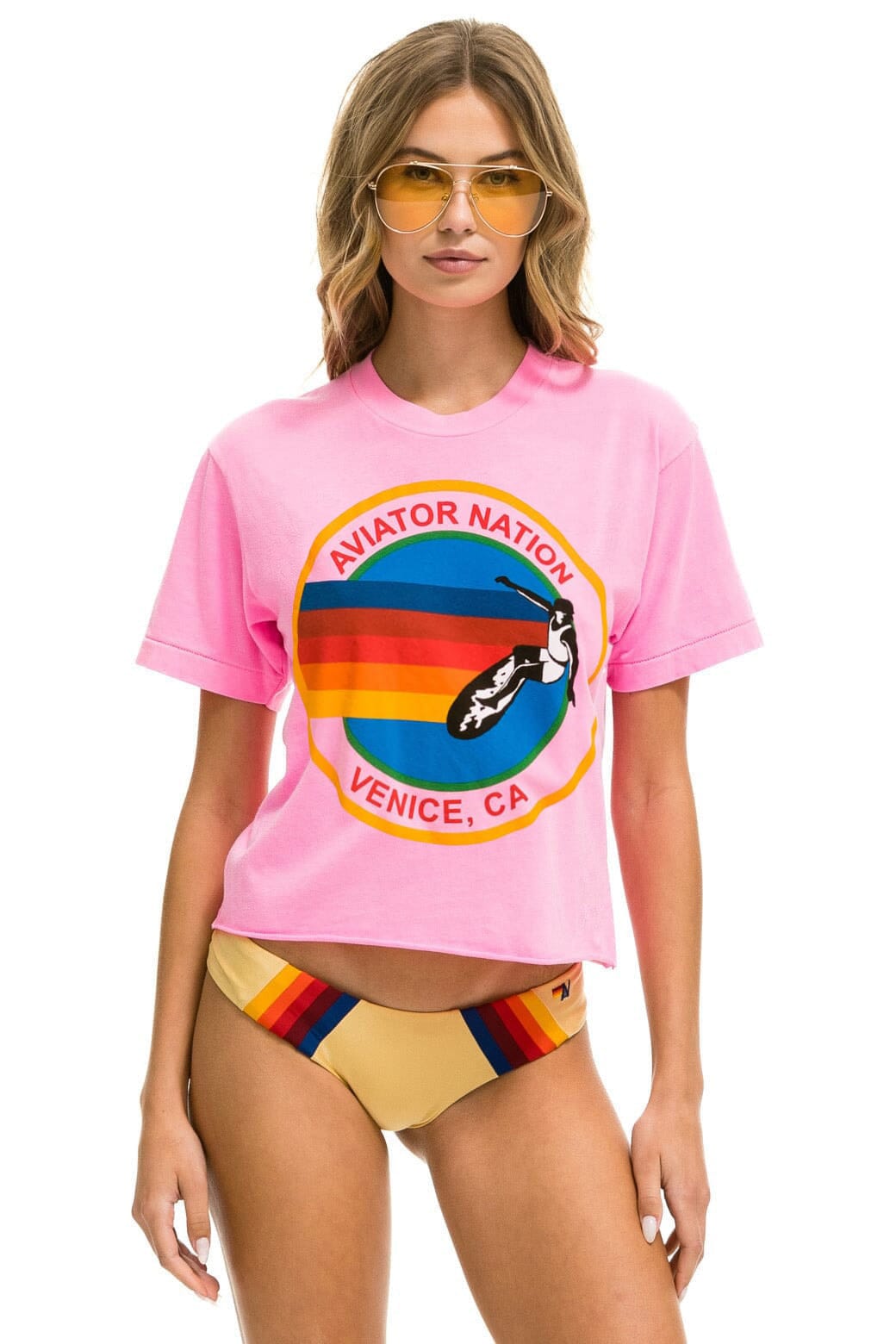 Retro SIGNATURE VENICE BOYFRIEND TEE - NEON PINK