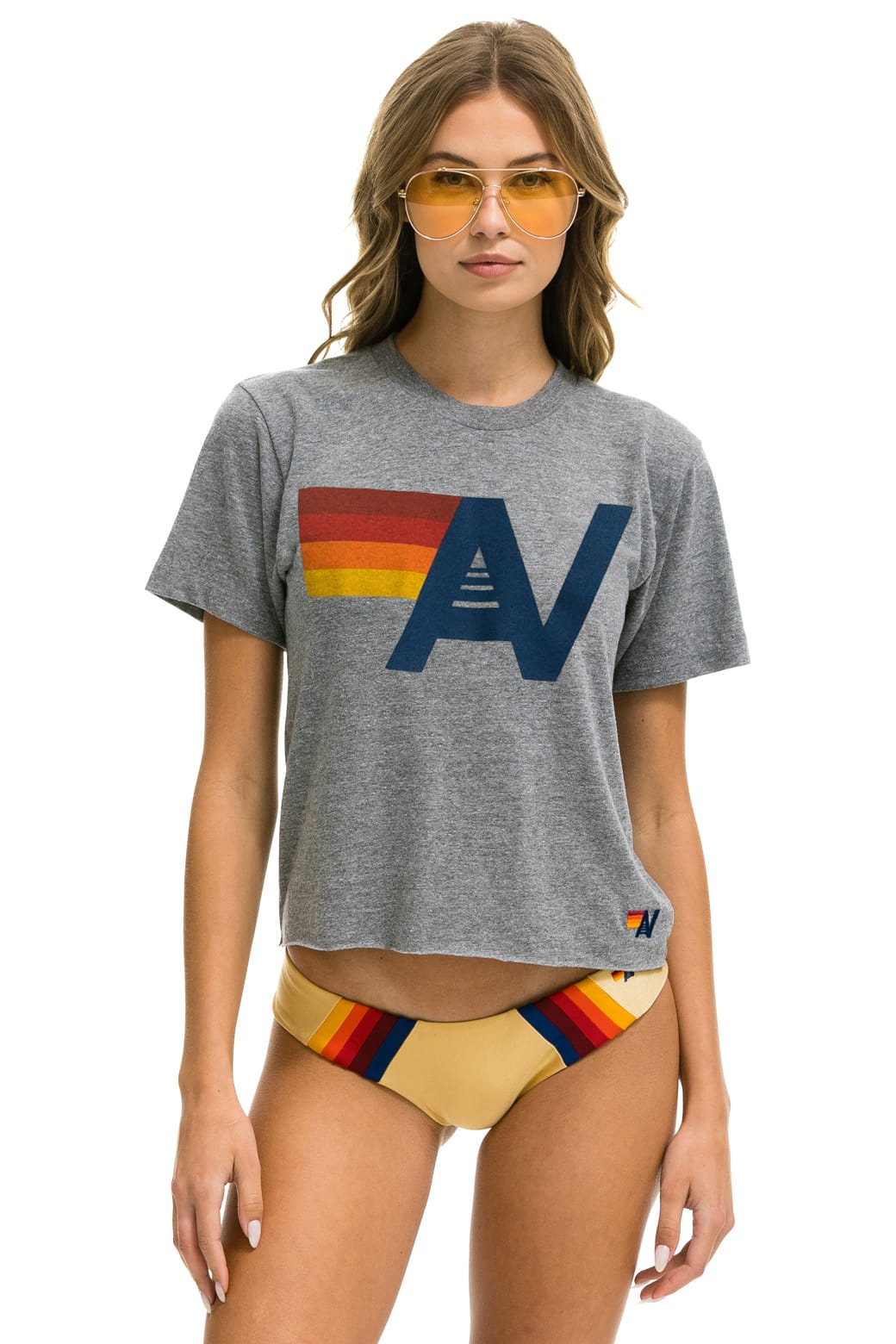 Retro LOGO BOYFRIEND TEE - HEATHER GREY