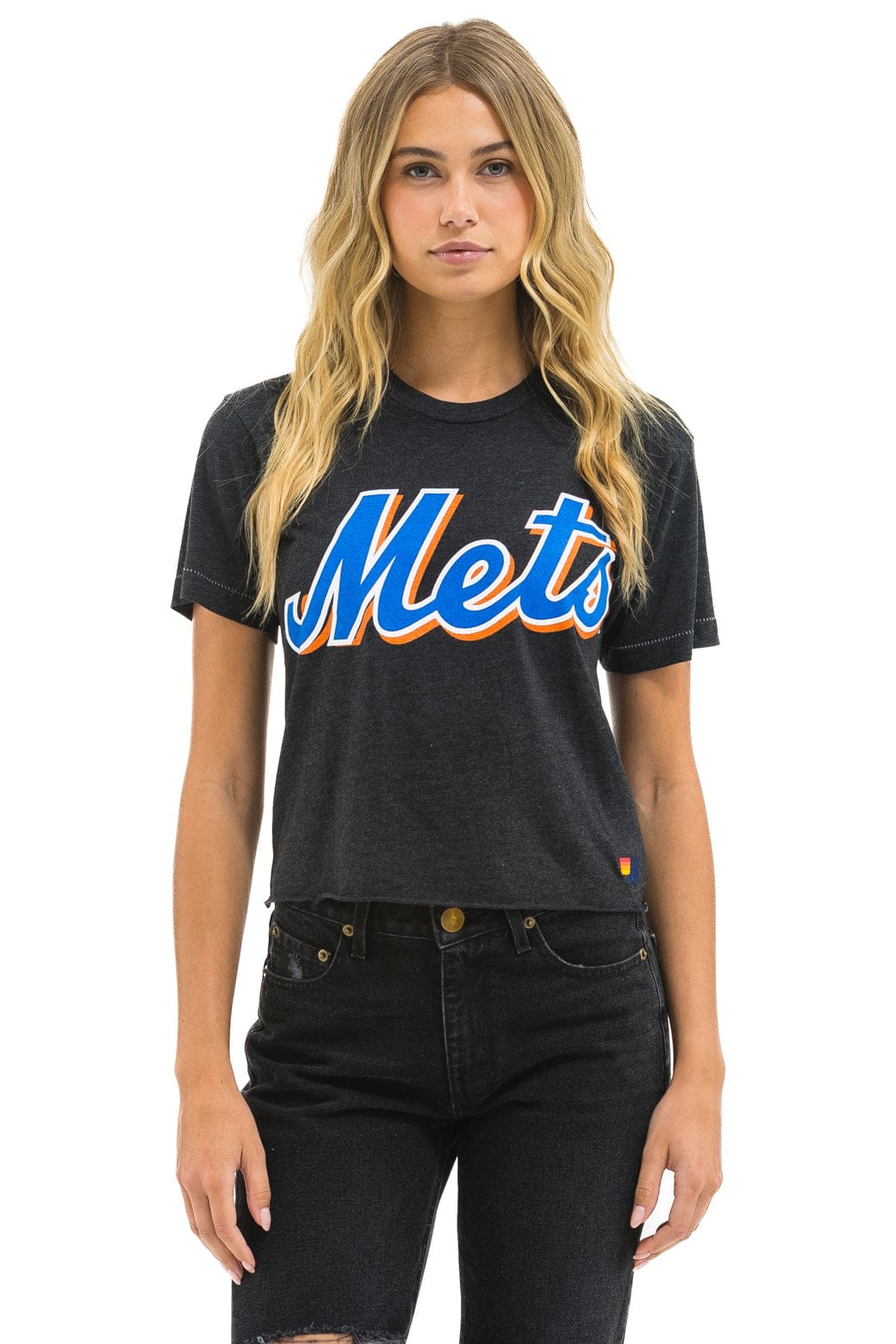 Retro NY METS AVIATOR NATION BOYFRIEND TEE - BLACK