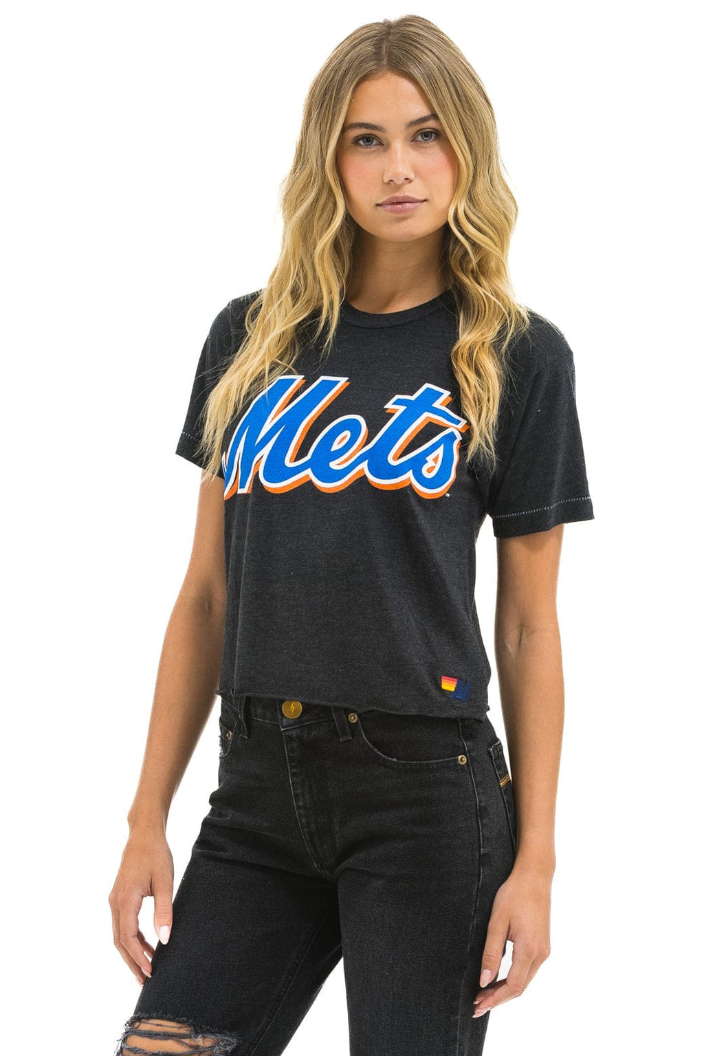 Retro NY METS AVIATOR NATION BOYFRIEND TEE - BLACK
