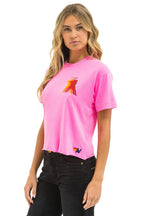 Retro PHILLIES AVIATOR NATION BOYFRIEND TEE - NEON PINK