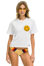 Retro SMILEY 2 BOYFRIEND TEE - WHITE