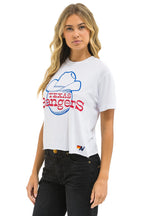 Retro TEXAS RANGERS BOLT WOMENS BOYFRIEND TEE - WHITE